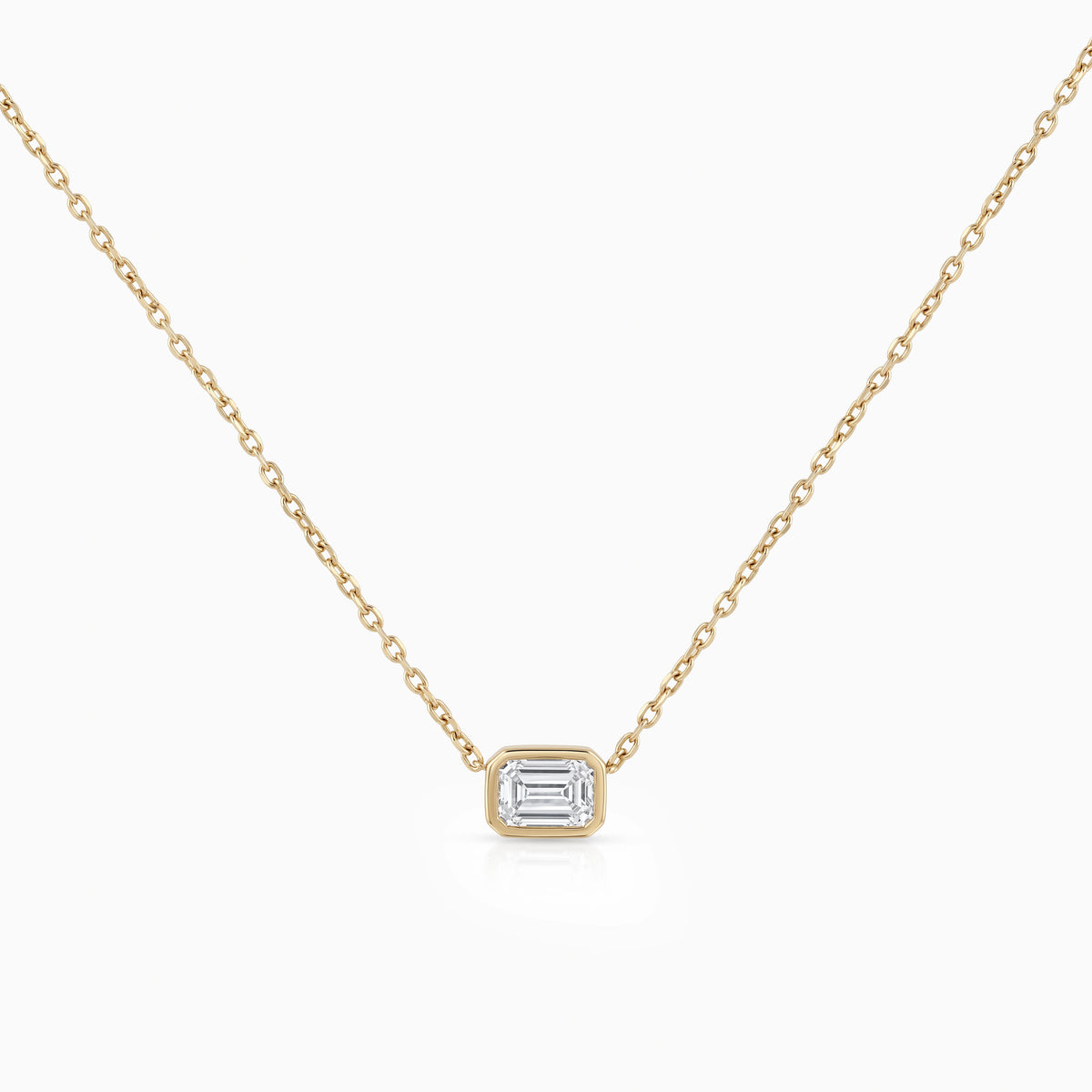 Emerald Cut Bezel Set Diamond Pendant Necklace