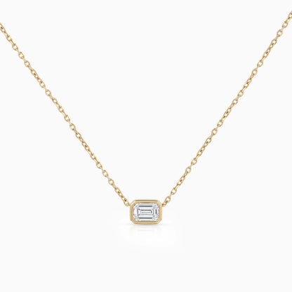 Emerald Cut Bezel Set Diamond Pendant Necklace