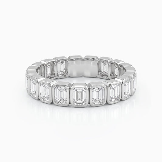 Emerald Cut Diamond Bezel Set Eternity Band