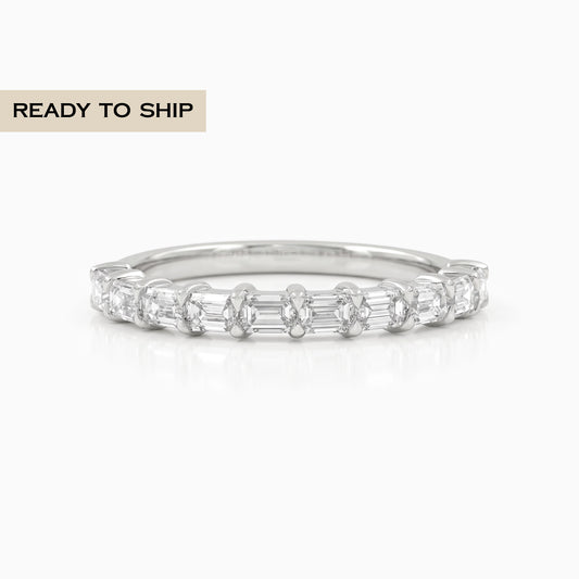 Emerald Cut Diamond Half Eternity Band