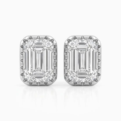 Emerald Cut Eco Friendly Diamond Milgrain Set Earrings Earrings