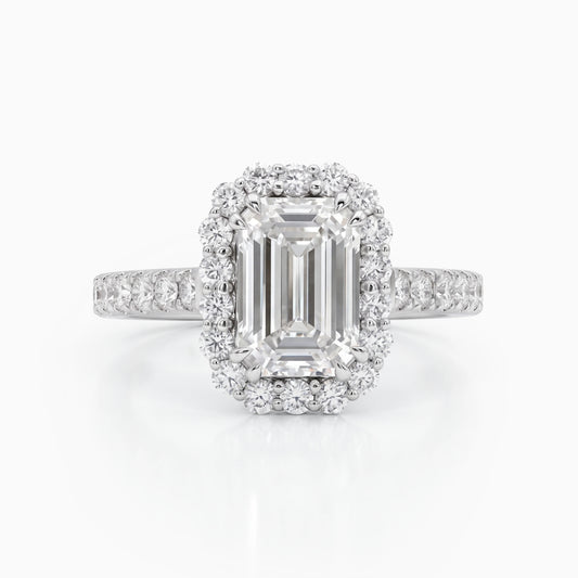 Emerald Cut Halo Diamond Engagement Ring