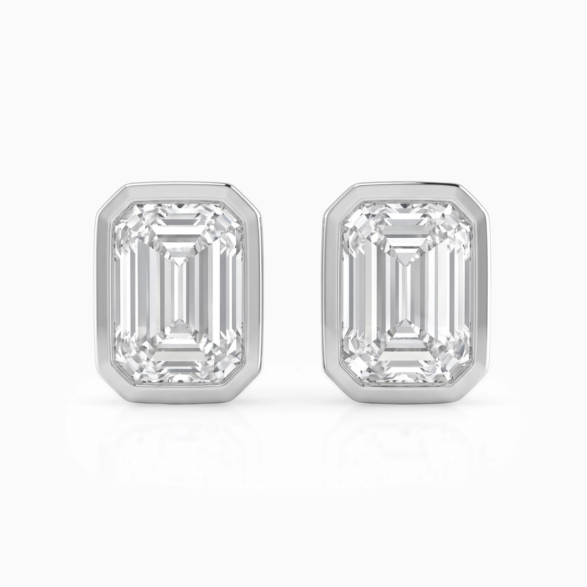 Emerald Cut Lab Diamond Bezel Set Stud Earrings Earrings