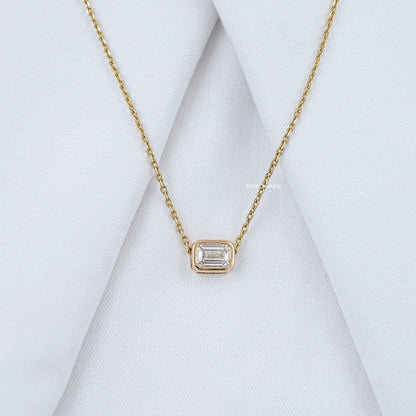 Emerald Cut Bezel Set Diamond Pendant