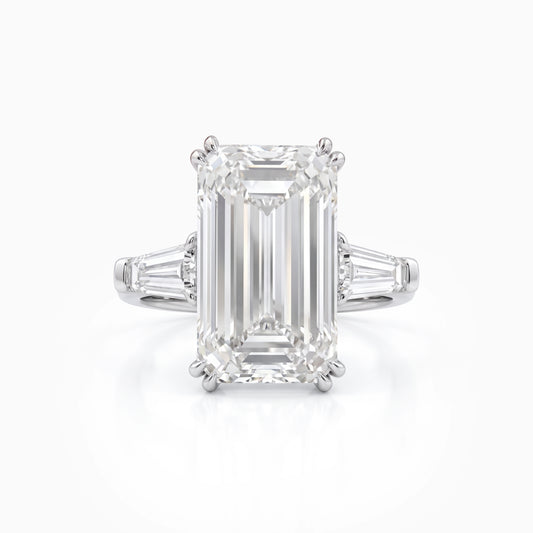 Emerald Cut Lab Diamond Three Stone Engagement Ring