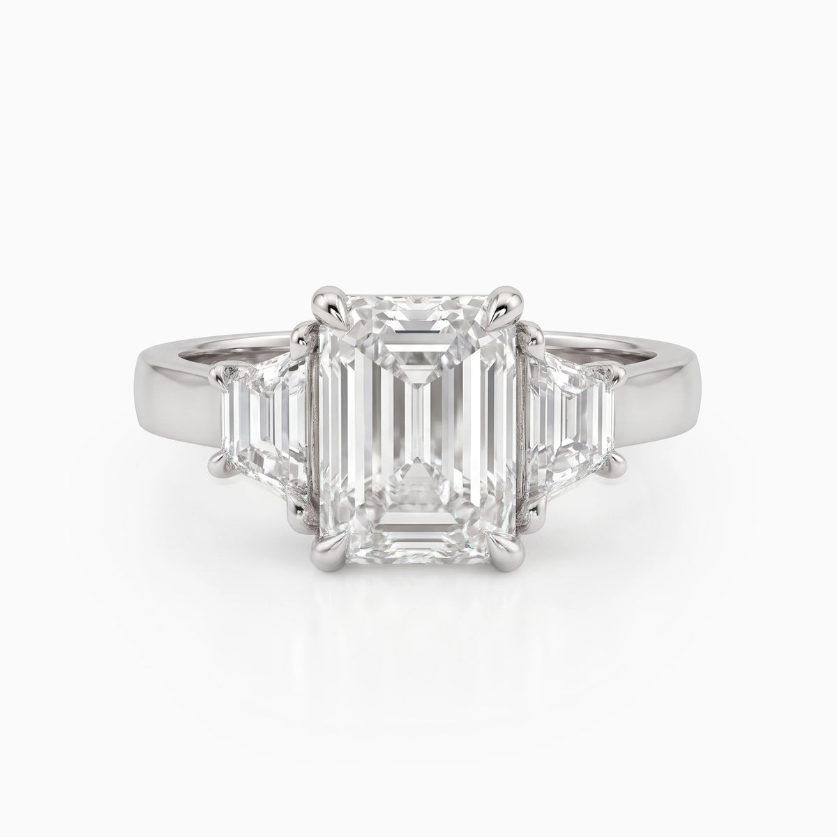 Emerald Cut Lab Diamond Three Stone Ring Ring