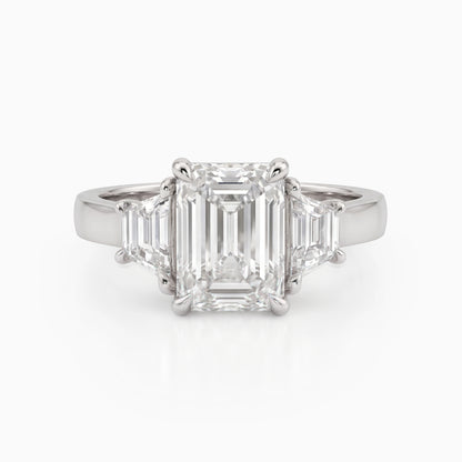 Emerald Cut Lab Diamond Three Stone Ring Ring