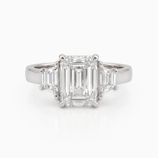Emerald Cut Lab Diamond Three Stone Ring