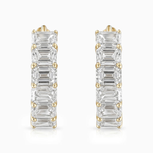 Emerald Cut Lab Grown Diamond Hoop Earrings