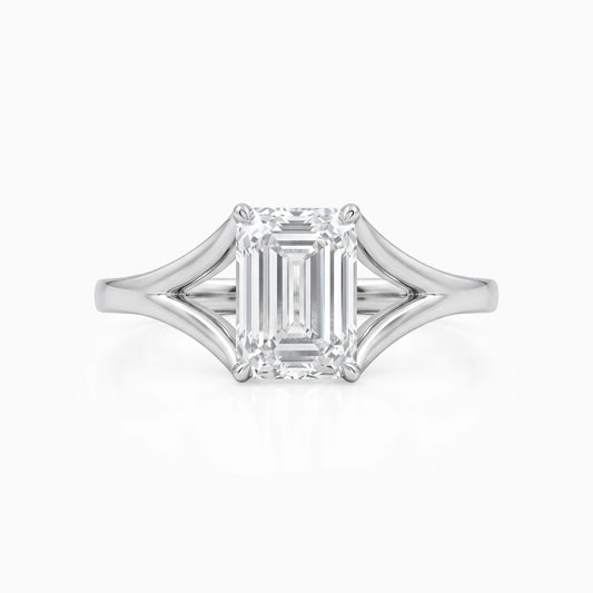 Emerald Cut Lab Grown Diamond Split Shank Ring Ring