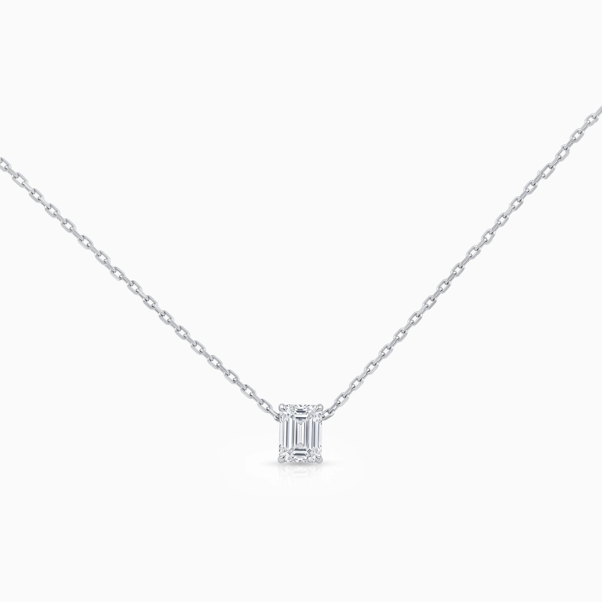 Emerald Cut Lab Grown Solitaire Pendant Pendant