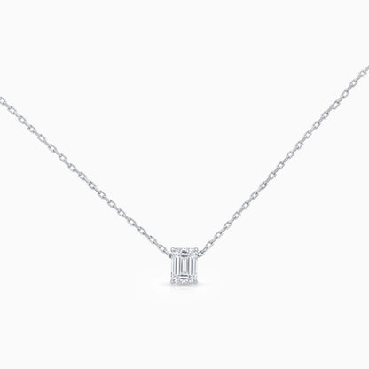 Emerald Cut Lab Grown Solitaire Pendant Pendant