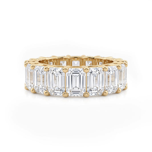 Emerald Lab Diamond Prong Set Eternity Band Ring