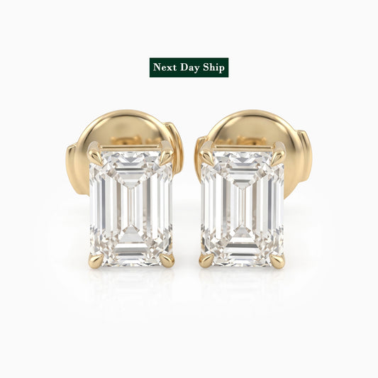 Emerald Lab Diamond Solitaire Earrings