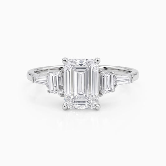 Emerald Shape Lab Diamond  Five Stone Diamond Ring