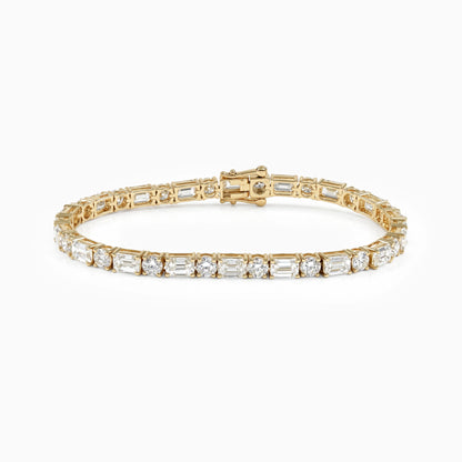 Emerald and Round Cut Lab Diamond Tennis Bracelet