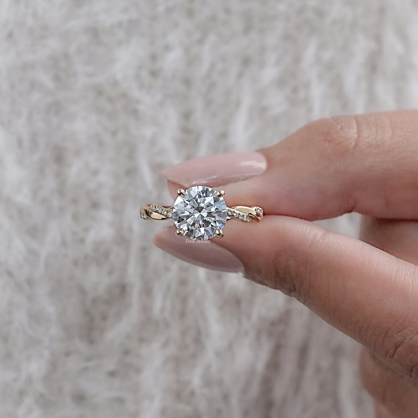 Twisted Round Lab Diamond Wedding Ring