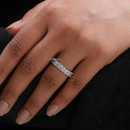 Radiant  Cut Lab  Diamond Eternity Wedding Band