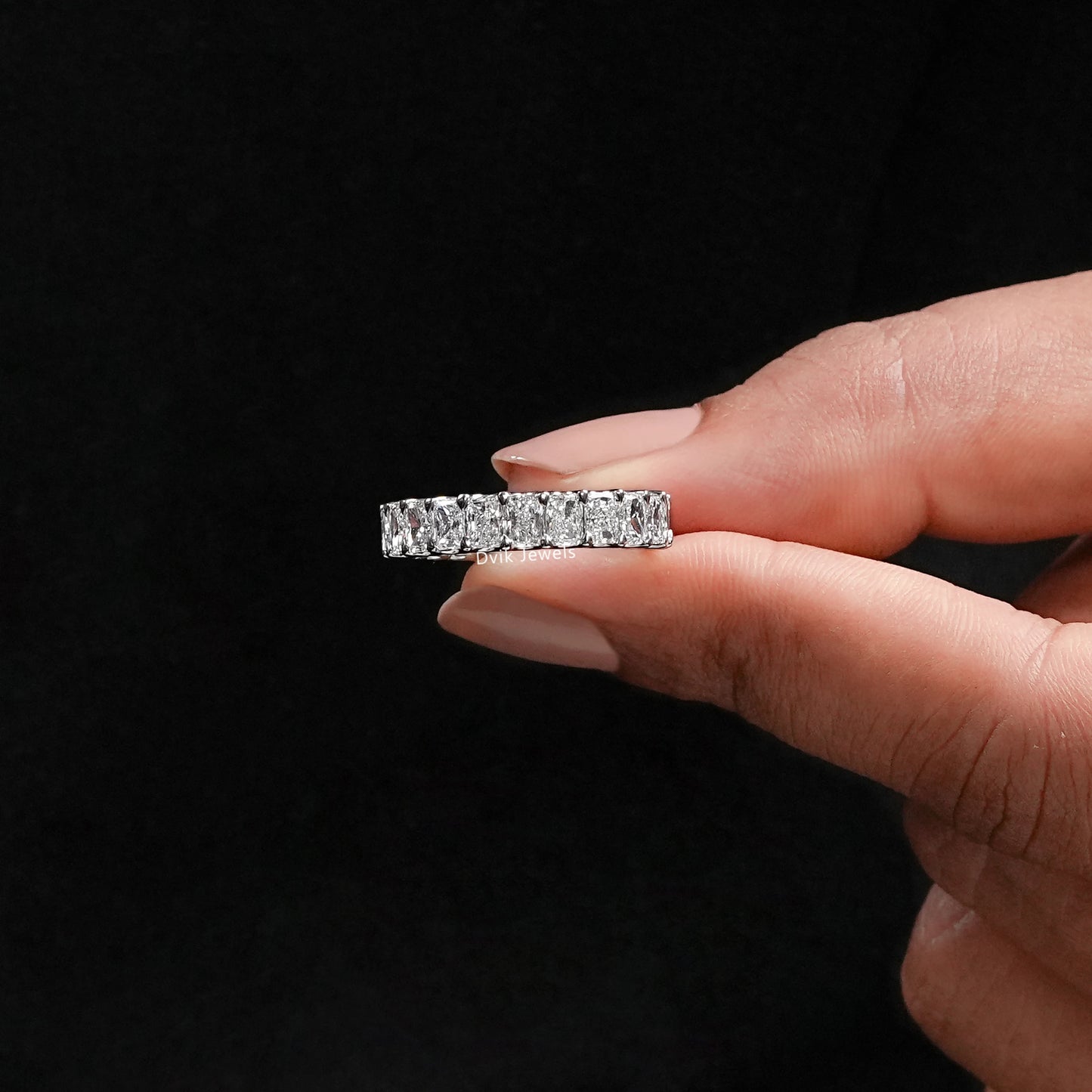 Radiant  Cut Lab  Diamond Eternity Wedding Band