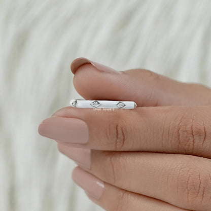 White Enamel Star Set Ring white gold round lab diamond front view