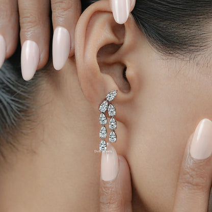 Teardrop Round Cut Lab Diamond Earrings