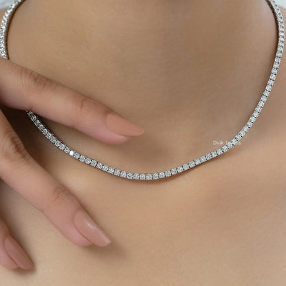 Slim Round Cut Lab Diamond Tennis Necklace Necklace