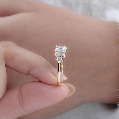 Asscher And Baguette Lab Grown Diamond Five Stone Ring