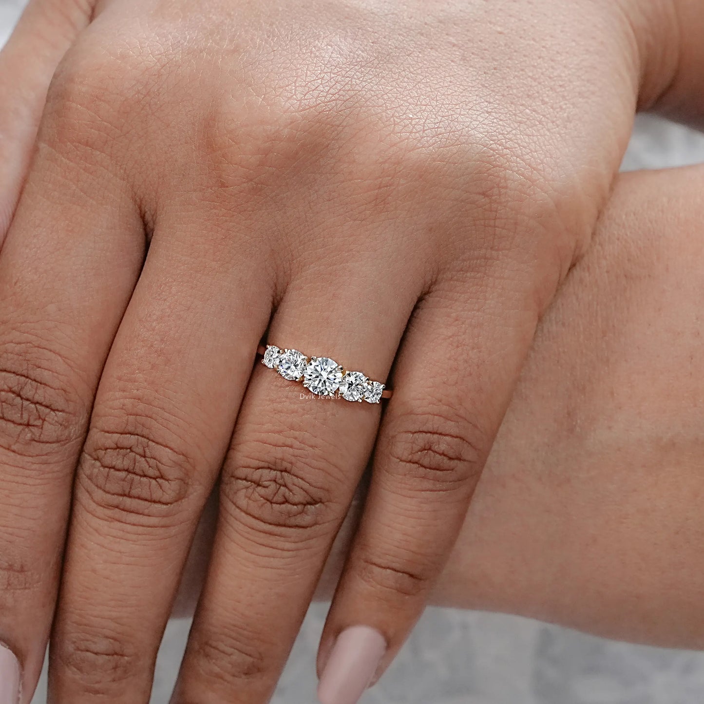 Five Stone Round Brilliant Cut Diamond Ring