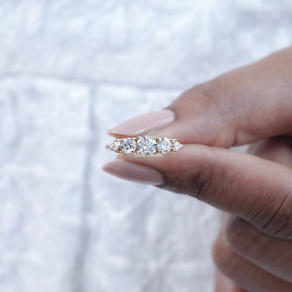Round And Kite Cut Diamond Five Stone Ring
