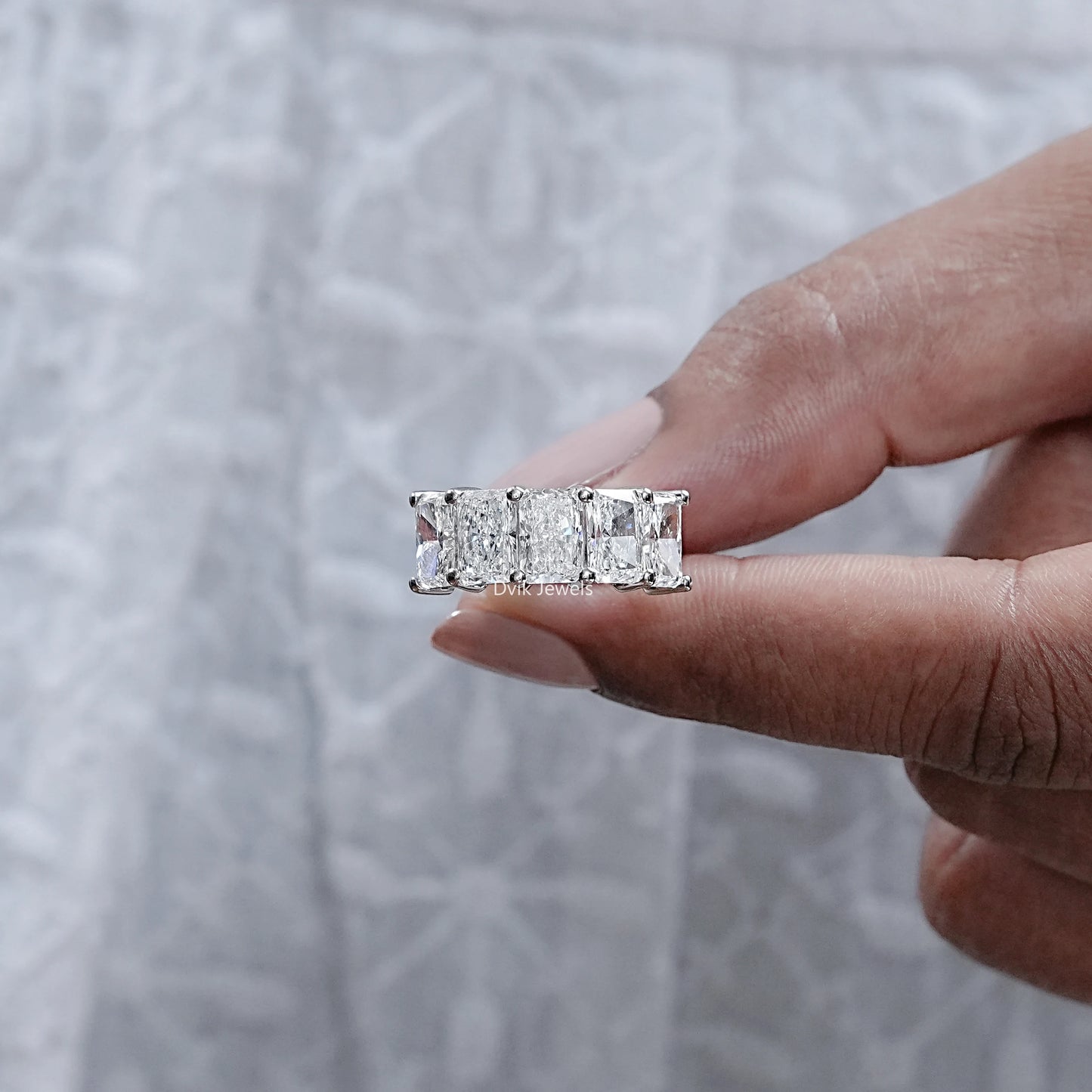 Five Stone Radiant Cut Half Eternity Band