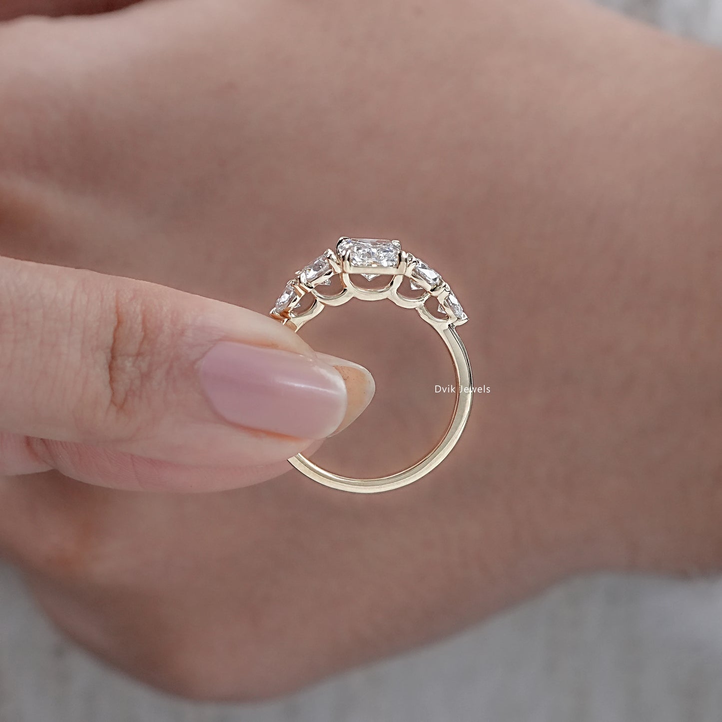 Radiant Cut Lab Diamond Five Stone Ring