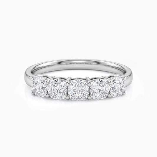 Five Stone Cushion Cut Diamond Wedding Band