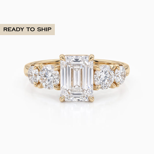 Five Stone Emerald Cut Lab Diamond Ring Ring