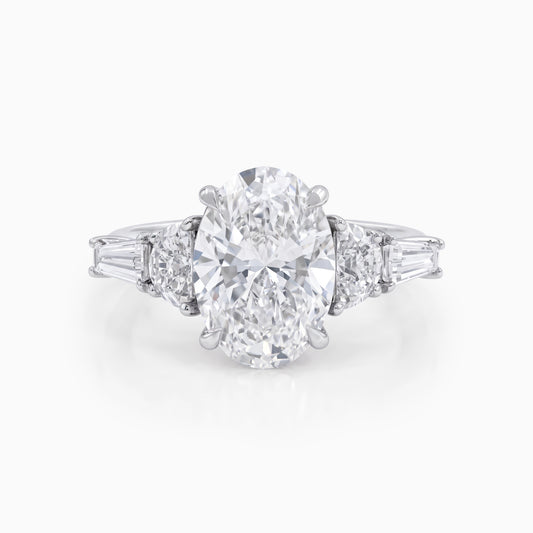 Five Stone Oval Cut Lab Diamond Engagement Ring Ring