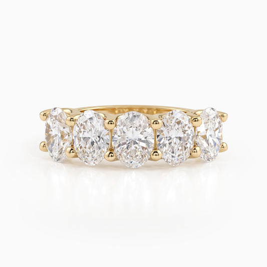 Five Stone Oval Diamond Wedding Band