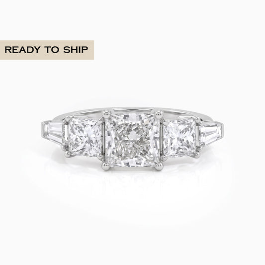 Five Stone Princess And Baguette Diamond Ring