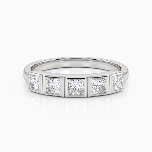 Five Stone Princess Cut Diamond Wedding Band
