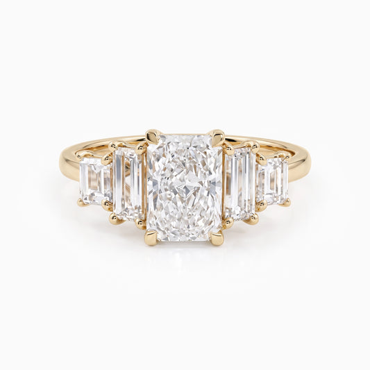 Five Stone Radiant And Baguette Cut Lab Diamond Ring Ring