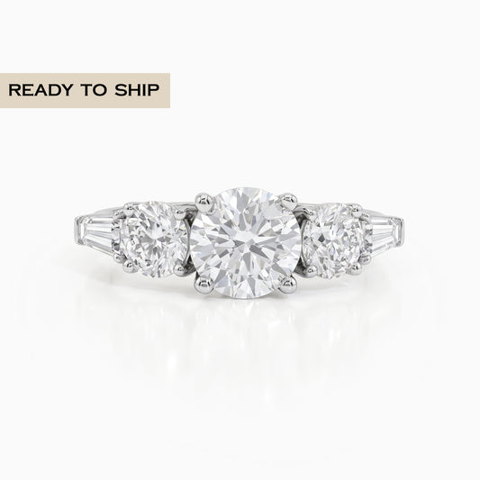 Five Stone Round And Tapered Baguette Diamond Ring