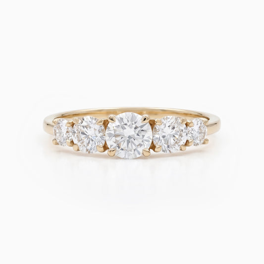 Five Stone Round Brilliant Cut Diamond Ring Band