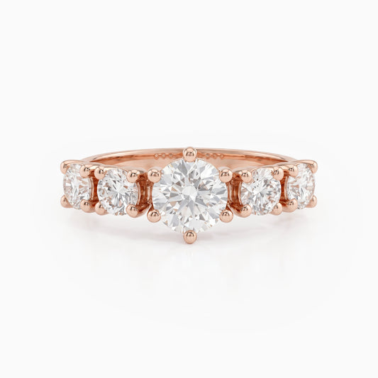 Five Stone Round Lab Grown Diamond Engagement  Ring