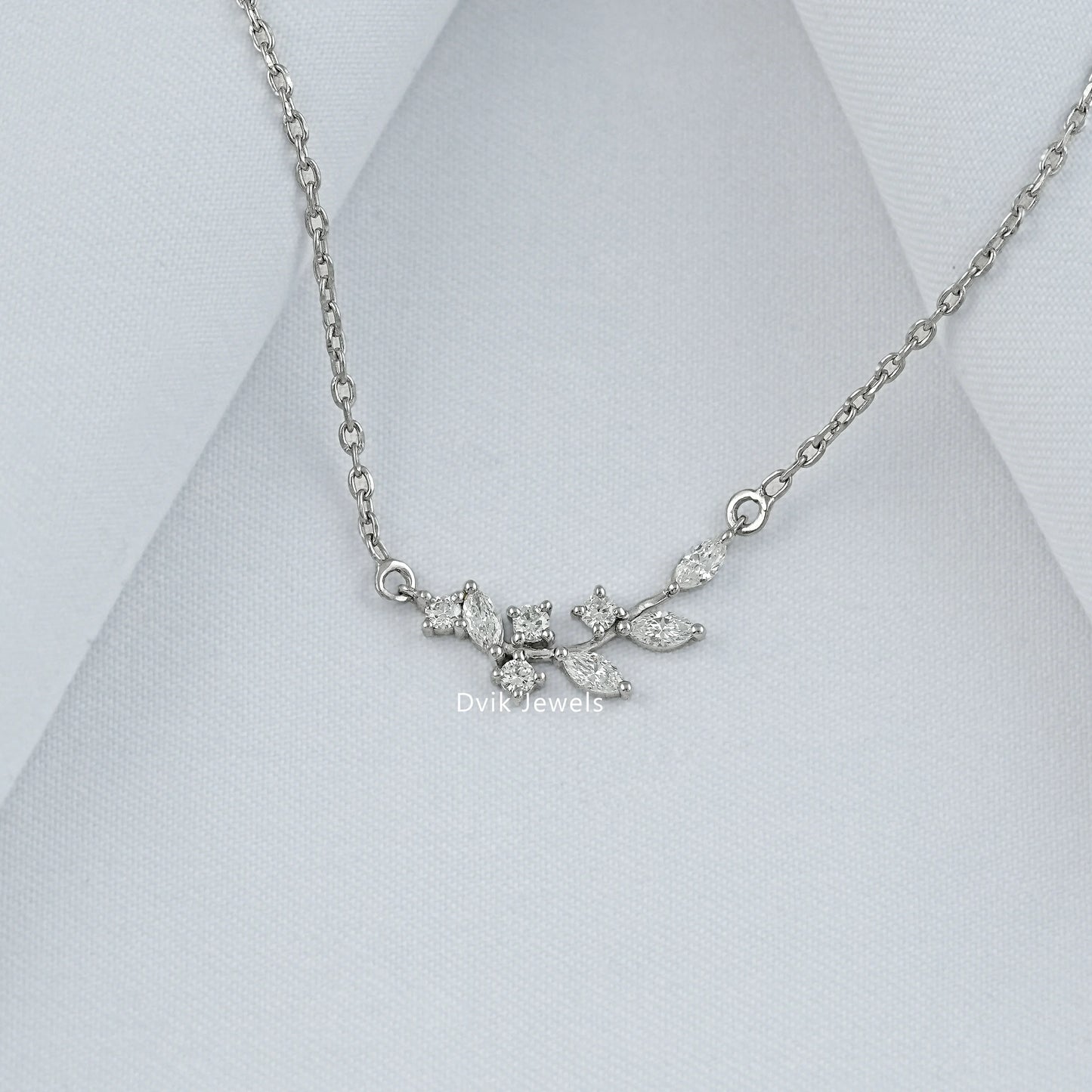 Marquise Cut Minimalist Leaf Diamond Pendant