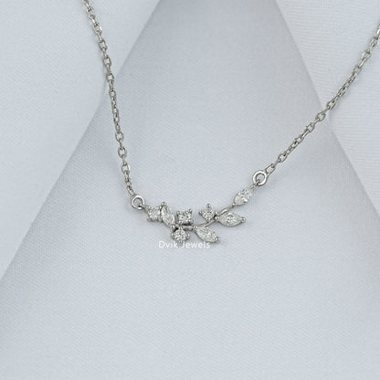 Marquise Cut Minimalist Leaf Diamond Pendant