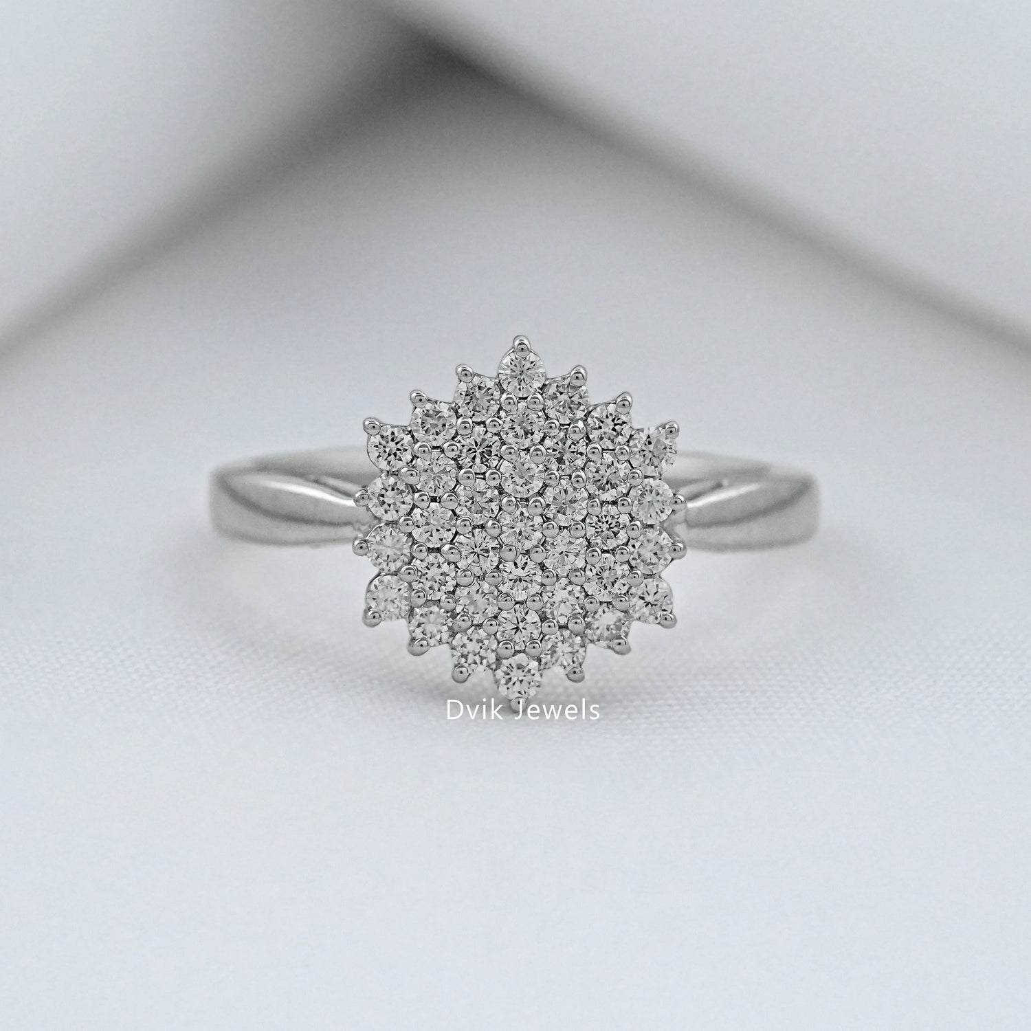 Round Cut Lab Diamond Floral Cluster Ring Ring