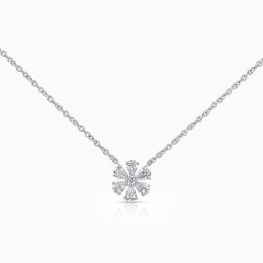 Pear And Round Lab Diamond Floral Shape Pendant Pendant