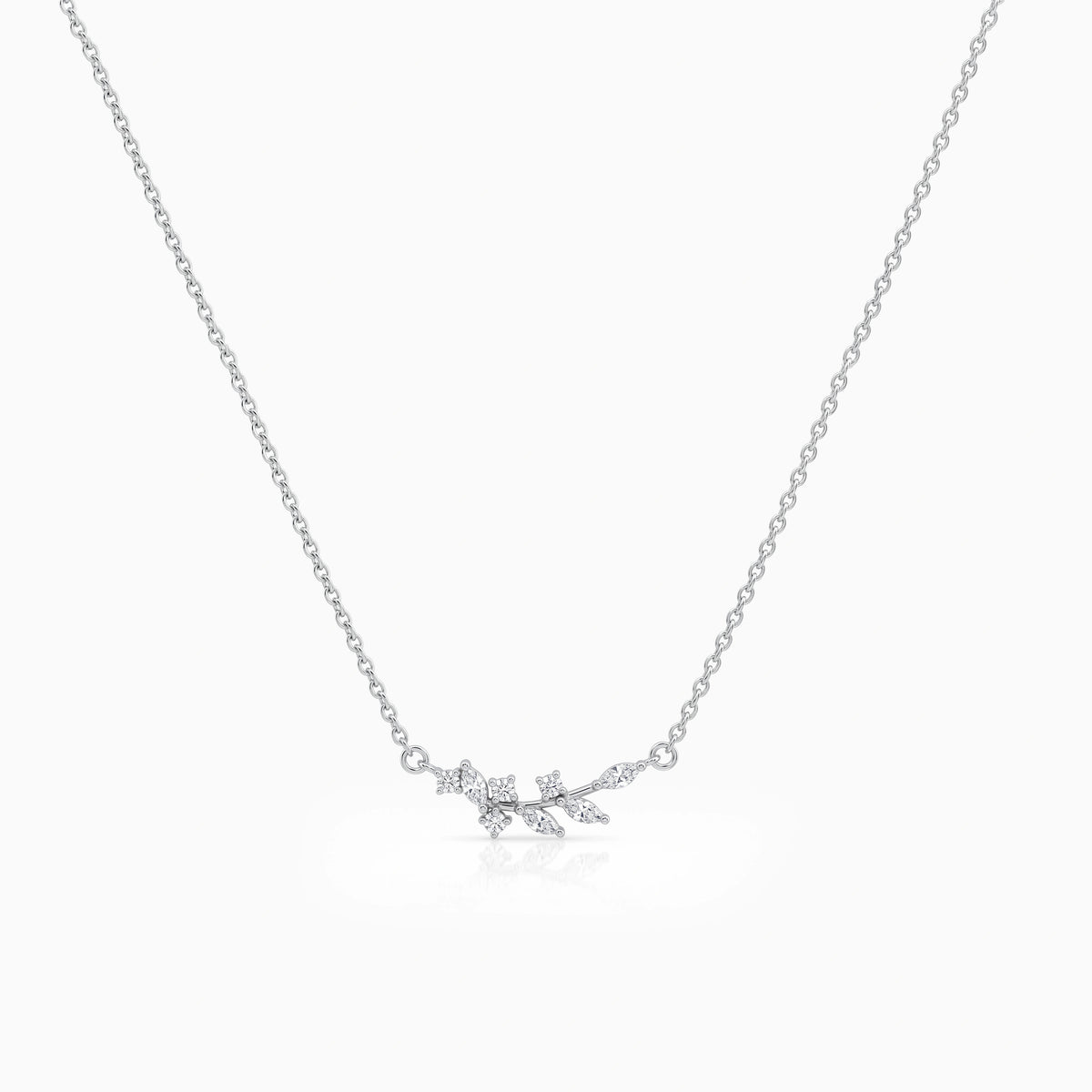 Marquise Cut Minimalist Leaf Diamond Pendant Necklace