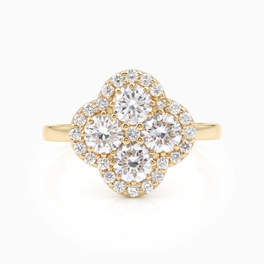 Floral Shape Round Lab Diamond Halo Ring