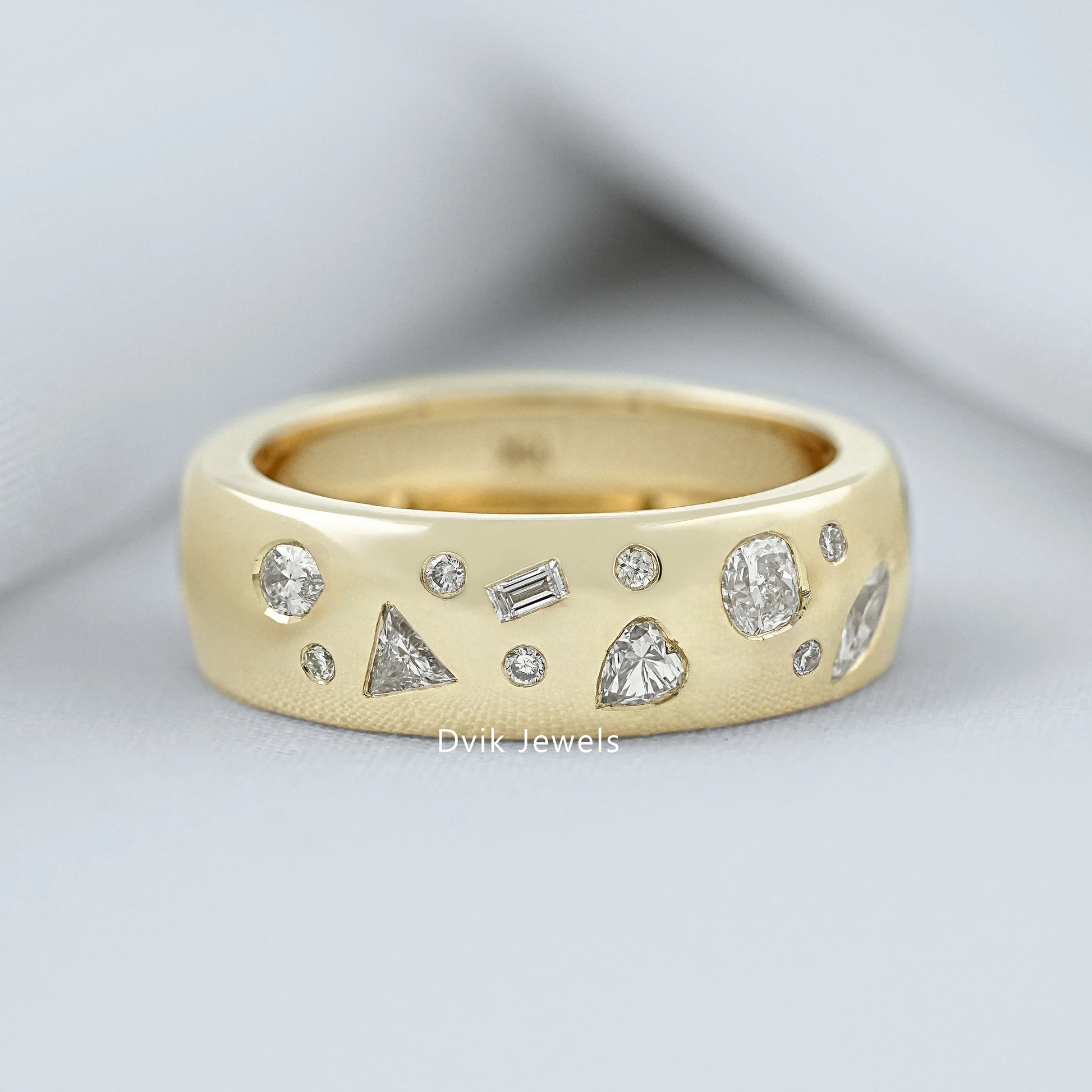 Flush Set Mixed Cut Lab Diamond Scatter Band Band