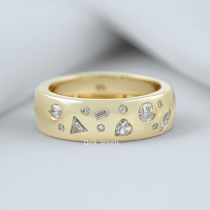 Flush Set Mixed Cut Lab Diamond Scatter Band Band