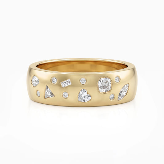 Flush Set Mixed Cut Lab Diamond Scatter Band Band
